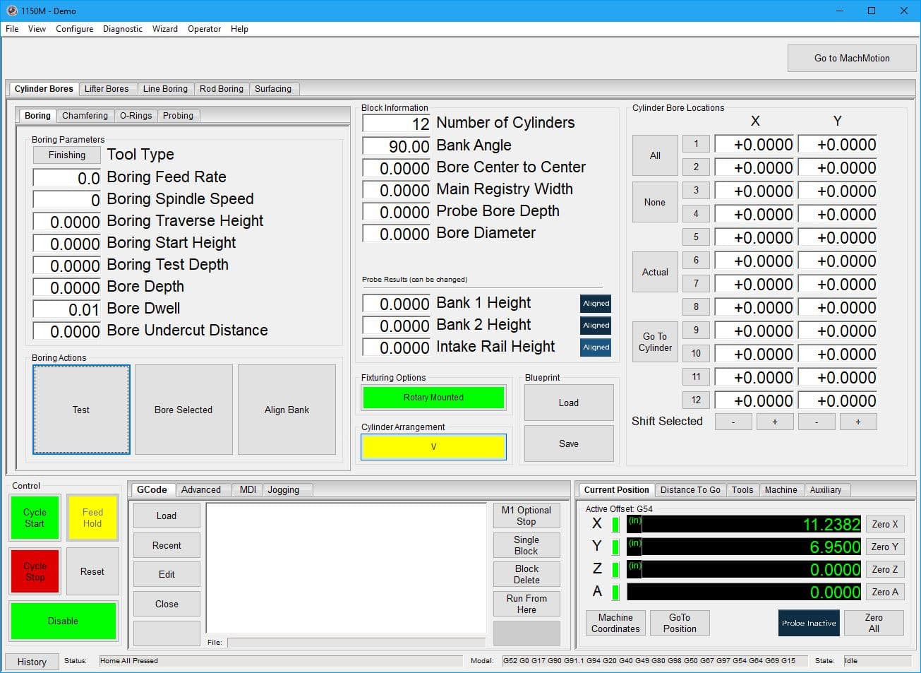 BlockMaster CNC engine block boring operation close-up